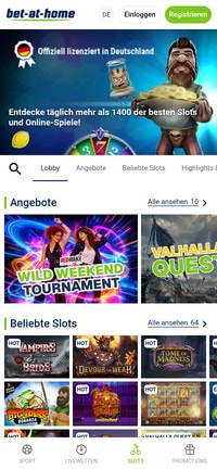 Slot-Lobby von bet-at-home in der mobilen Ansicht